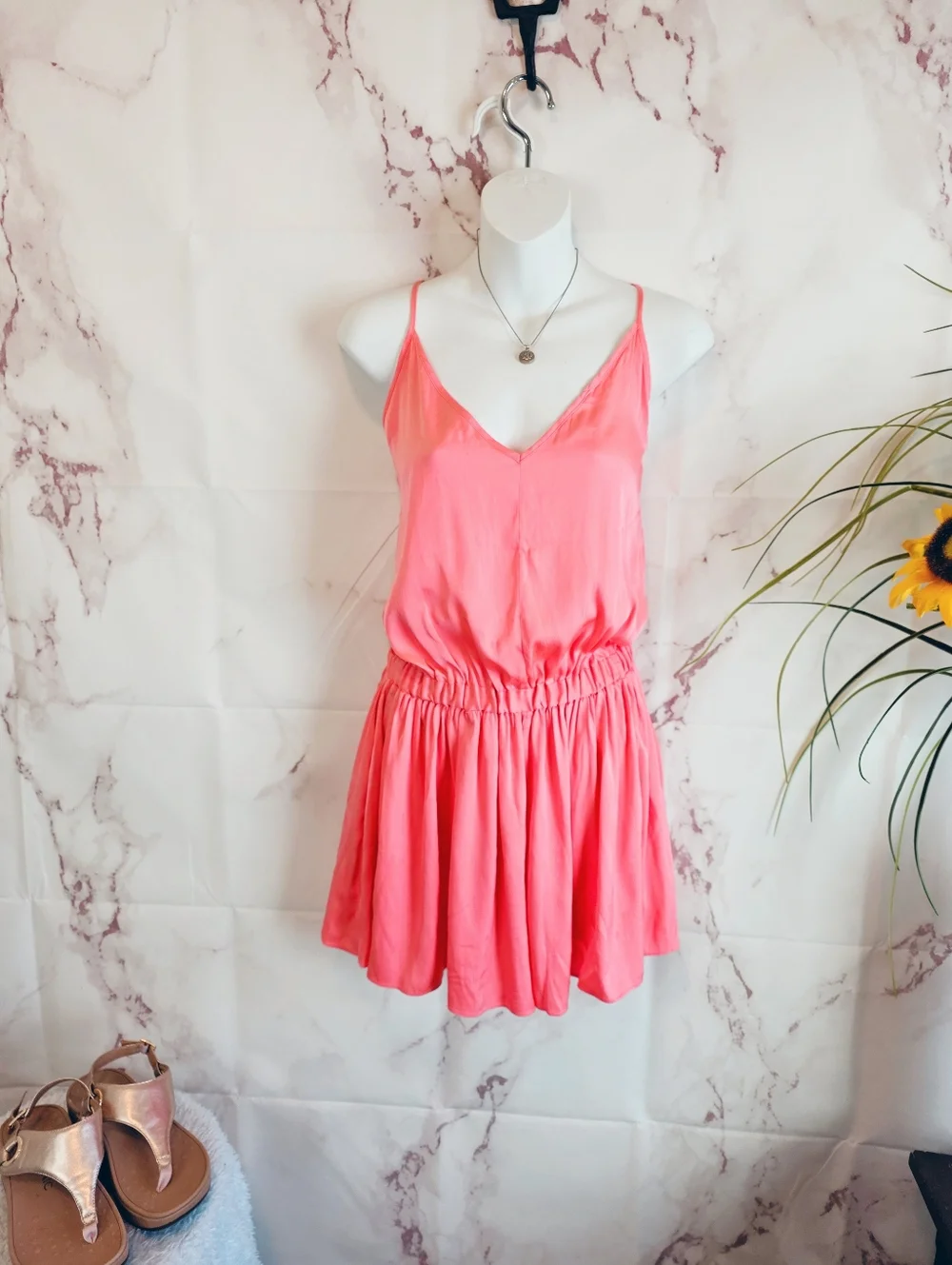 Milly of New York Silk Romper Coral Elastic Waist Shorts Small - Picture 3 of 7